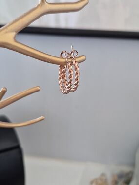 Rose Gold Twisted Hoop Earrings - Women Jewelry